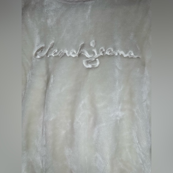 Vtg clench jeans element off white faux fur front sweater X-Large 90s hip hop - Picture 4 of 10